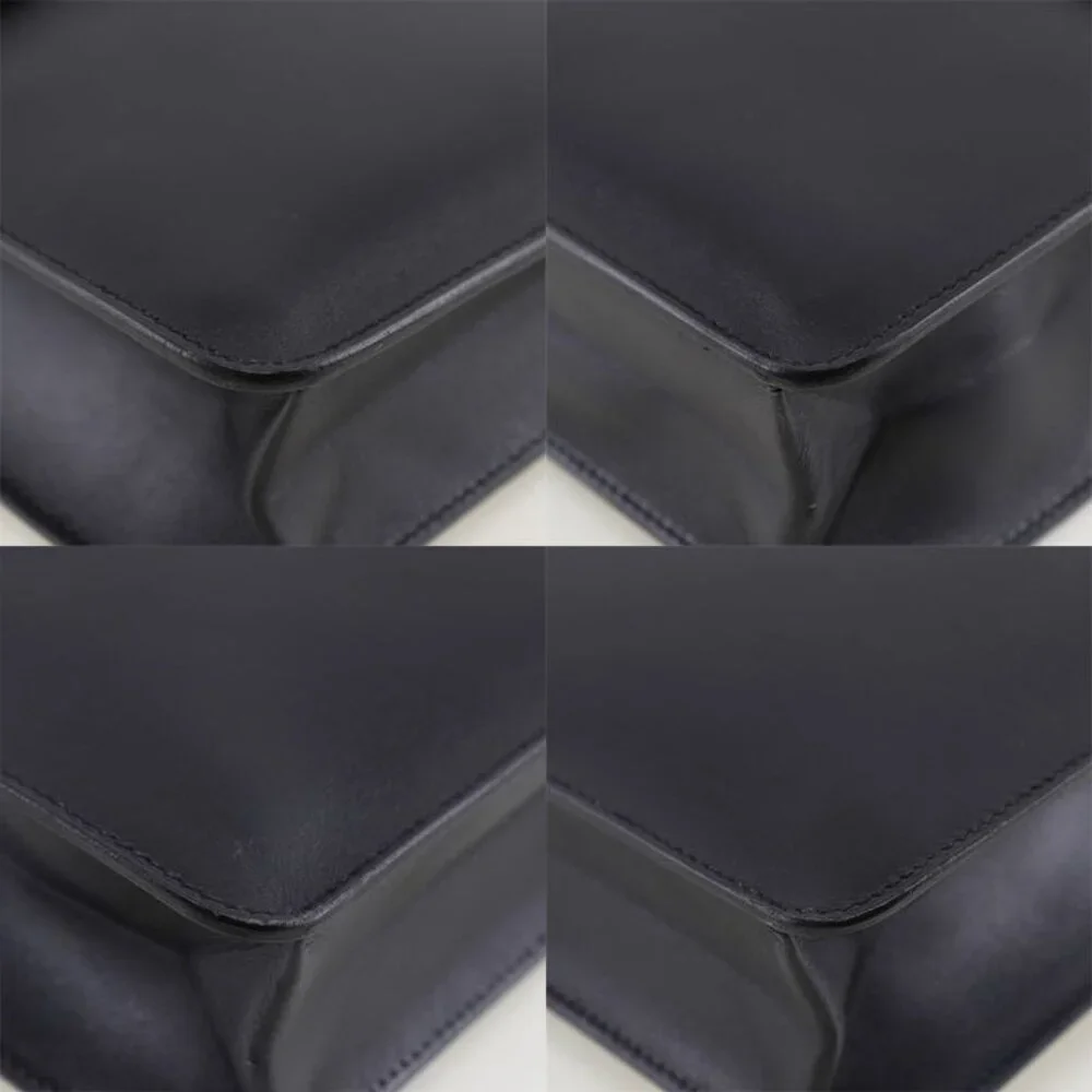 Hermes Danube 38 Briefcase 6 Z Calf Black Gold Hardware V Business Bag